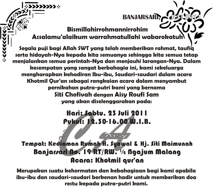 Detail Contoh Undangan Khataman Al Quran Nomer 23