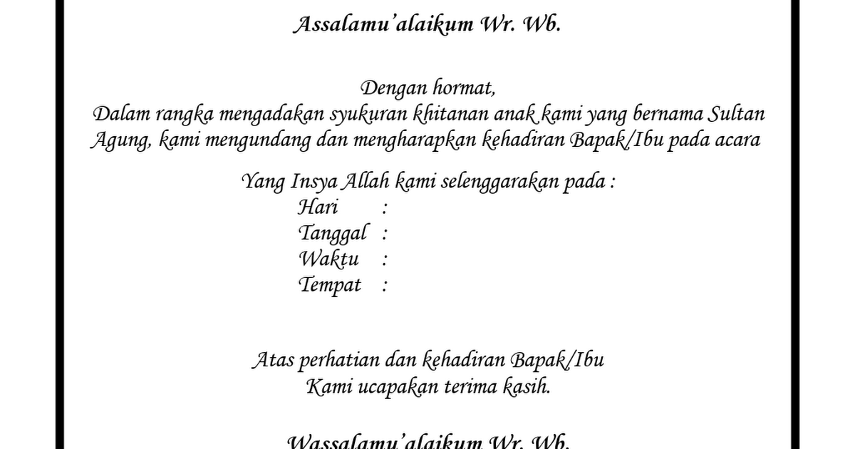 Detail Contoh Undangan Khitanan Anak Nomer 55