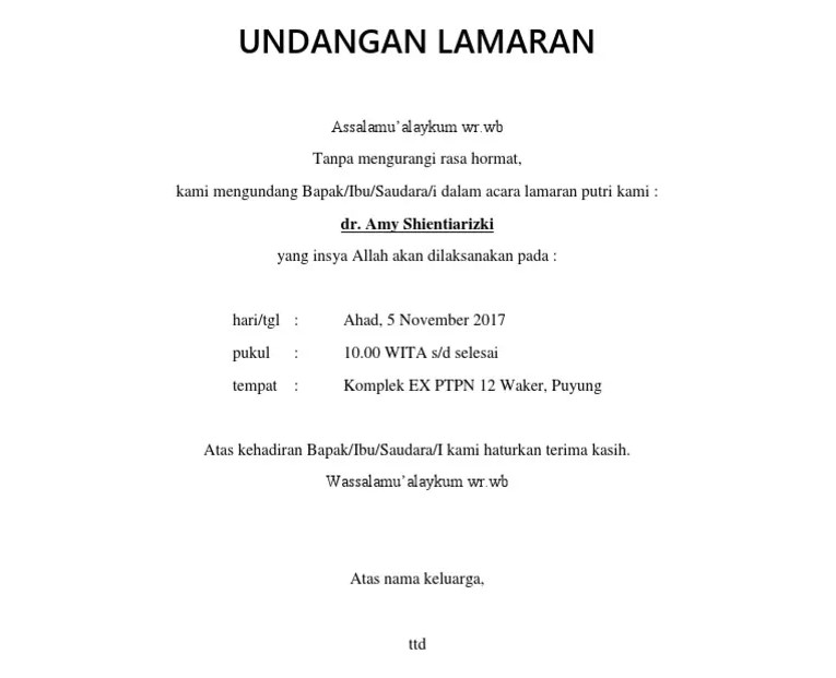 Detail Contoh Undangan Lamaran Via Wa Nomer 21