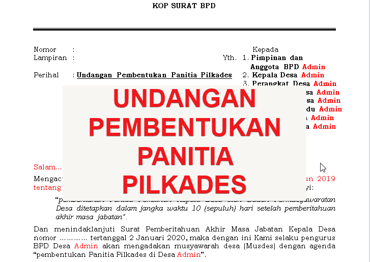 Detail Contoh Undangan Pencoblosan Pilkades Nomer 13