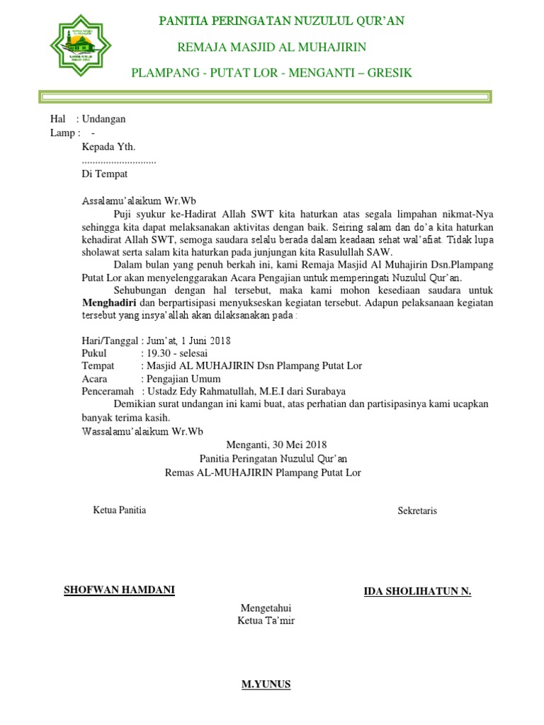 Detail Contoh Undangan Pengajian Nuzulul Qur An Nomer 7