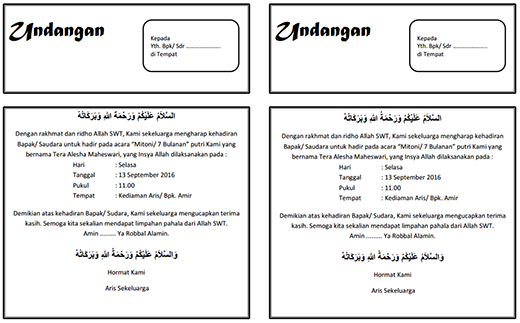 Contoh Undangan Pitonan - KibrisPDR