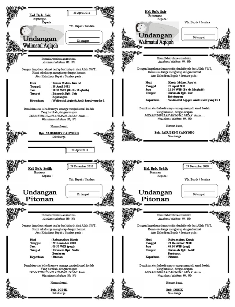Detail Contoh Undangan Pitonan Nomer 31