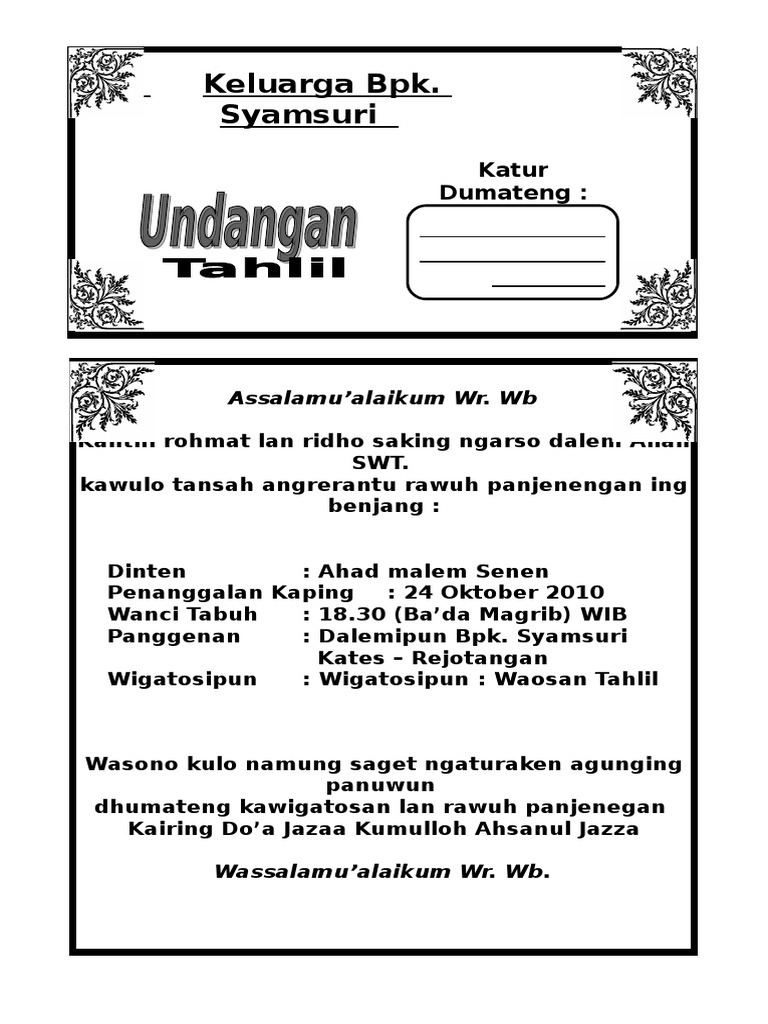 Detail Contoh Undangan Pitonan Nomer 55