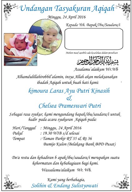 Detail Contoh Undangan Syukuran Aqiqah Koleksi Nomer 31
