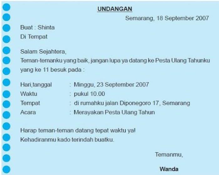 Detail Contoh Undangan Tak Resmi Nomer 2