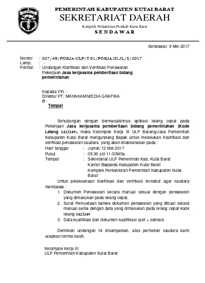 Detail Contoh Undangan Tender Nomer 4