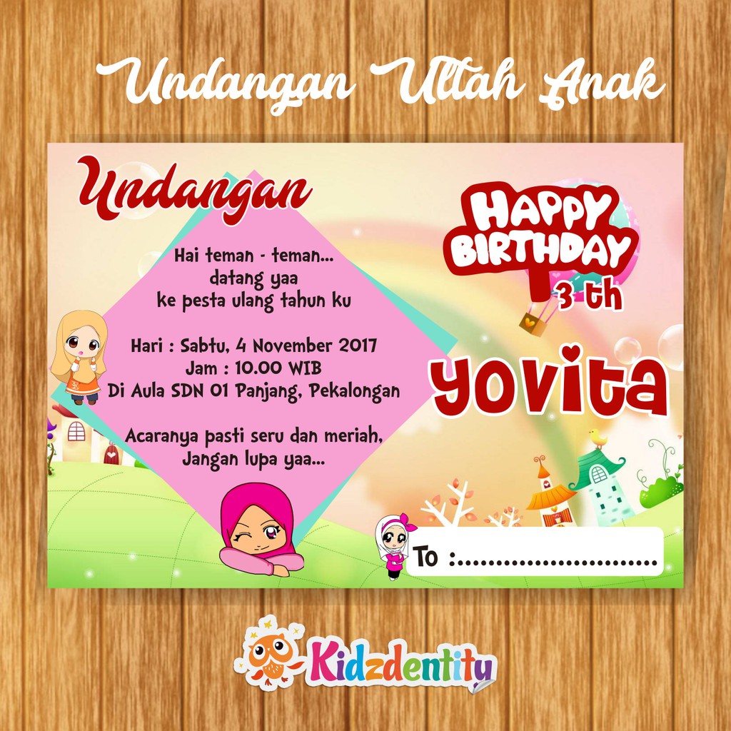 Contoh Undangan Ulang Tahun Anak Islami - 57+ Koleksi Gambar