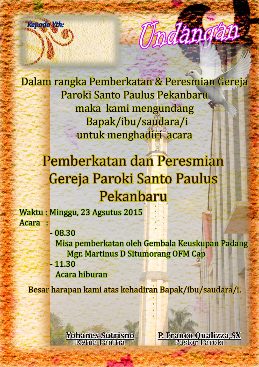 Detail Contoh Undangan Ulang Tahun Gereja Koleksi Nomer 4
