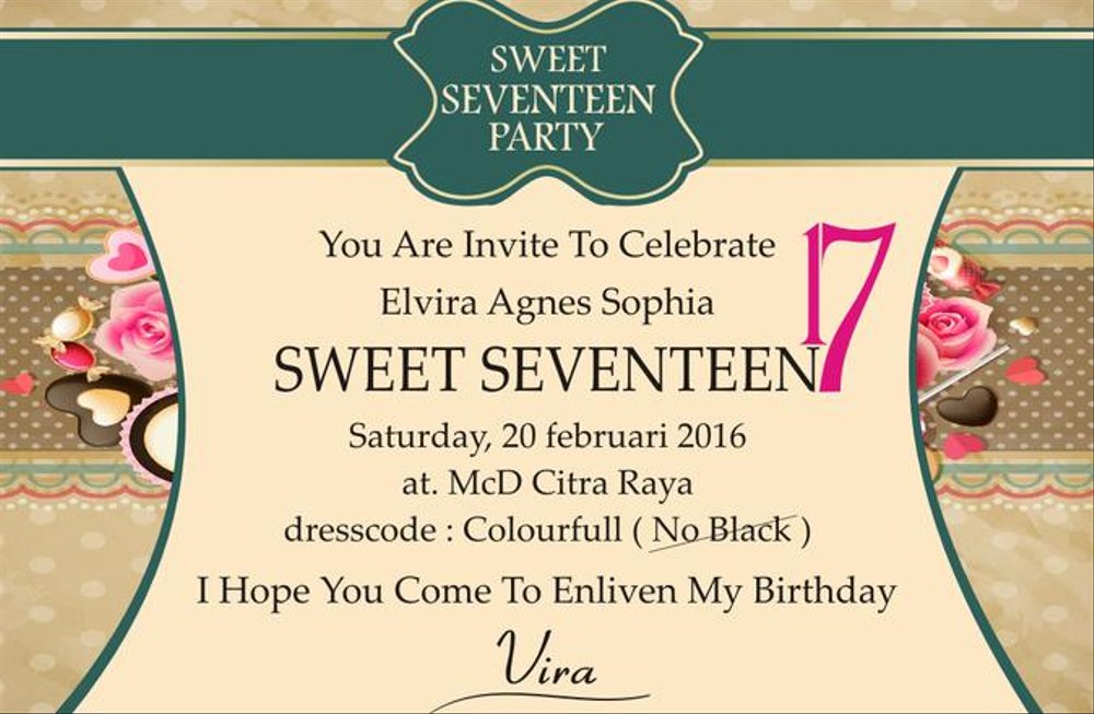 Detail Contoh Undangan Ultah Sweet Seventeen Nomer 37