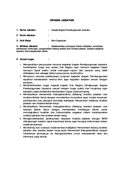 Detail Contoh Uraian Jabatan Nomer 4