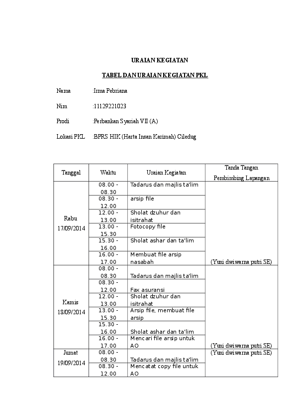 Detail Contoh Uraian Kegiatan Nomer 3