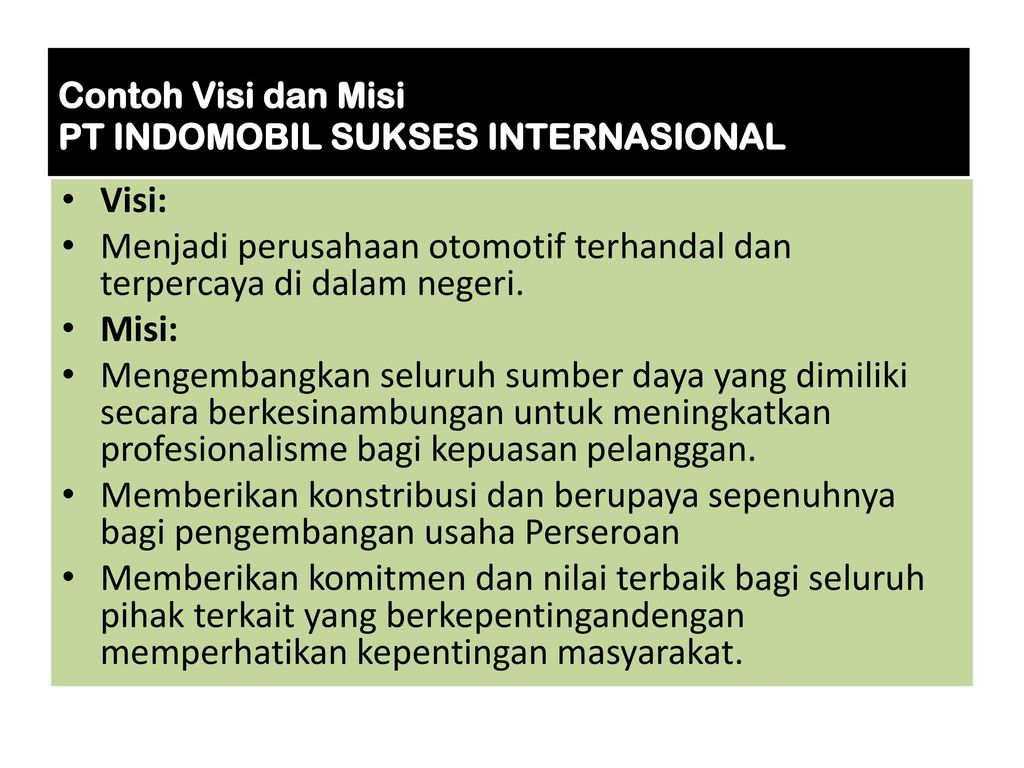 Contoh Visi Dan Misi Perusahaan - KibrisPDR