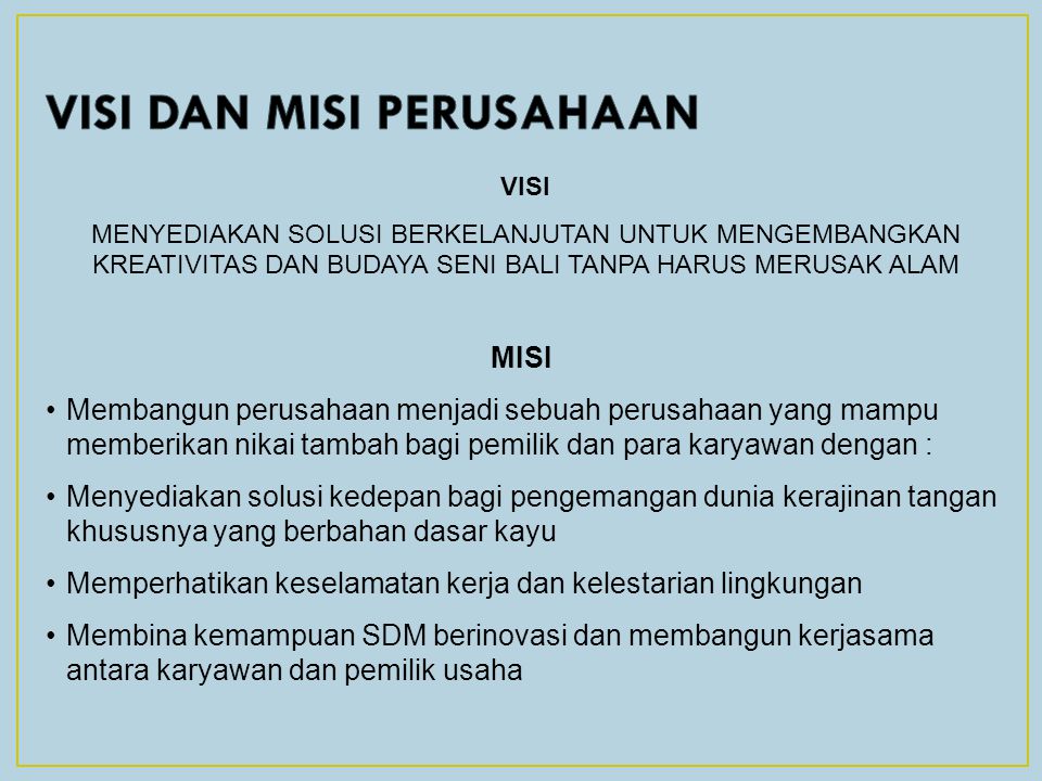 Detail Contoh Visi Dan Misi Perusahaan Nomer 11