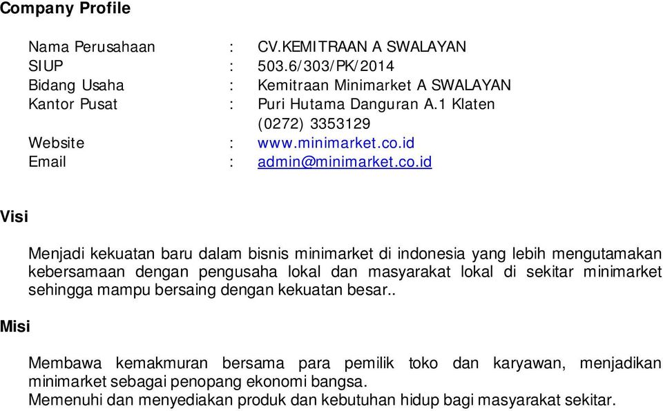 Detail Contoh Visi Misi Perusahaan Dagang Nomer 35