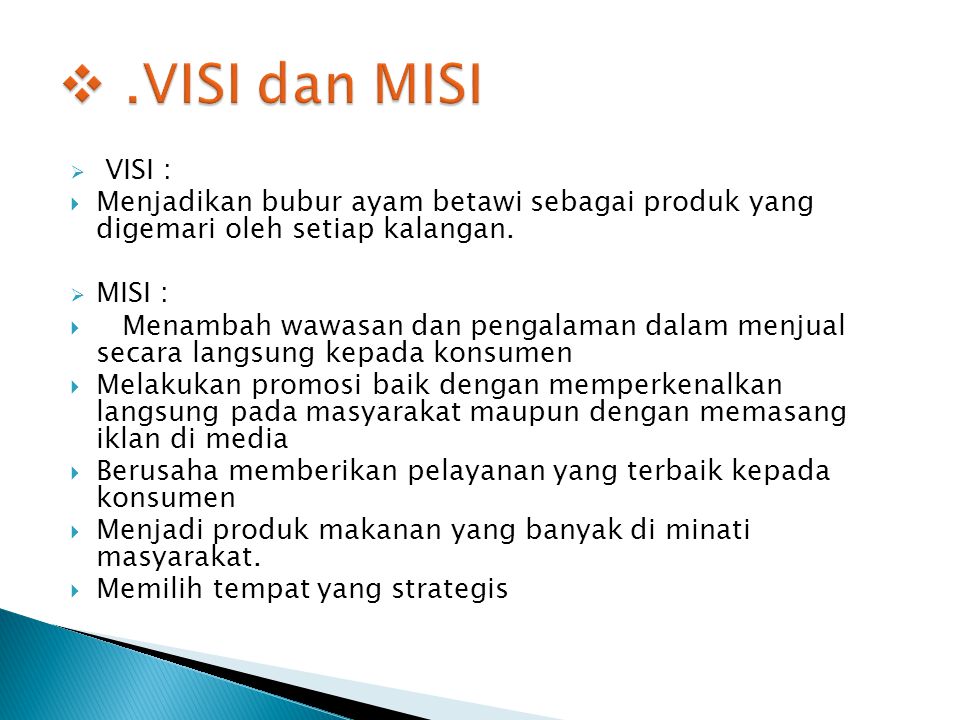 Detail Contoh Visi Misi Perusahaan Makanan Nomer 12