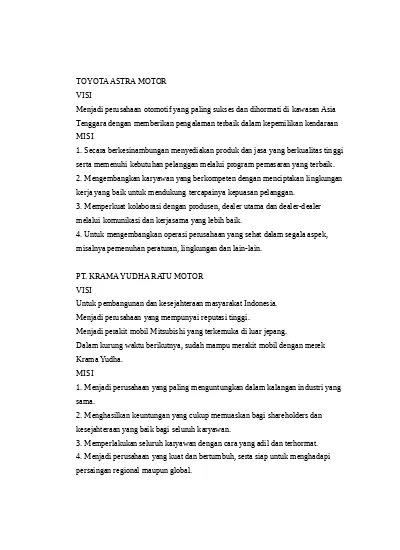 Detail Contoh Visi Perusahaan Nomer 9