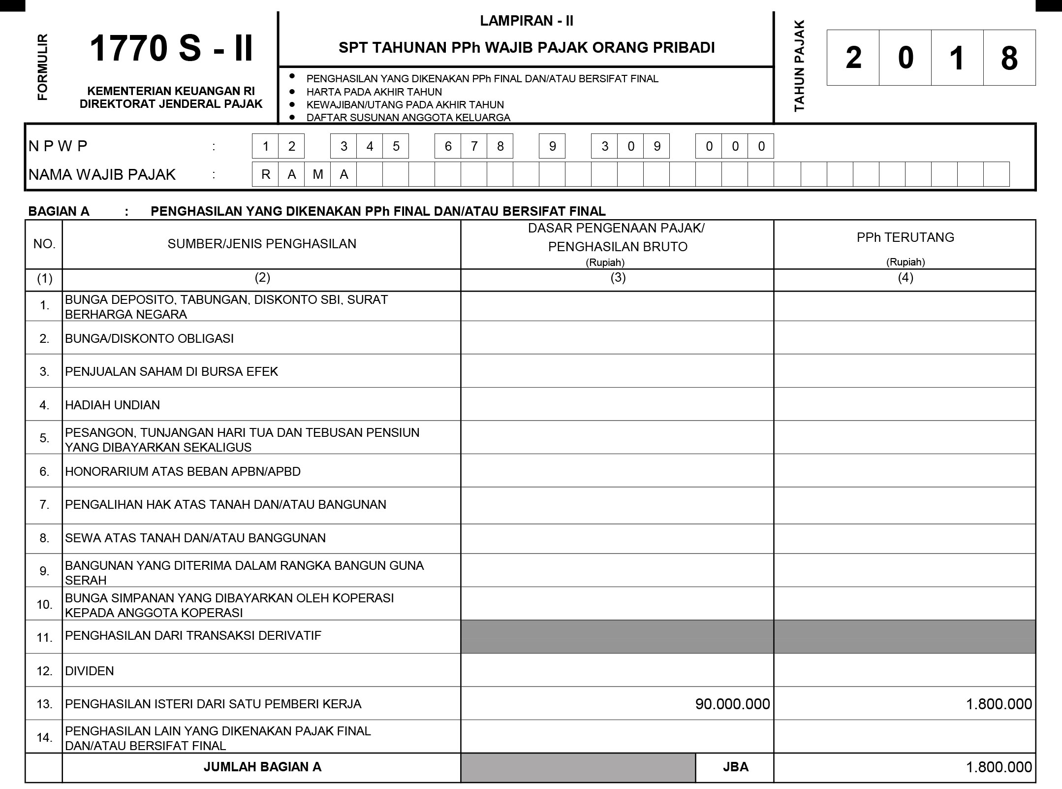 Detail Contoh Wajib Pajak Nomer 42