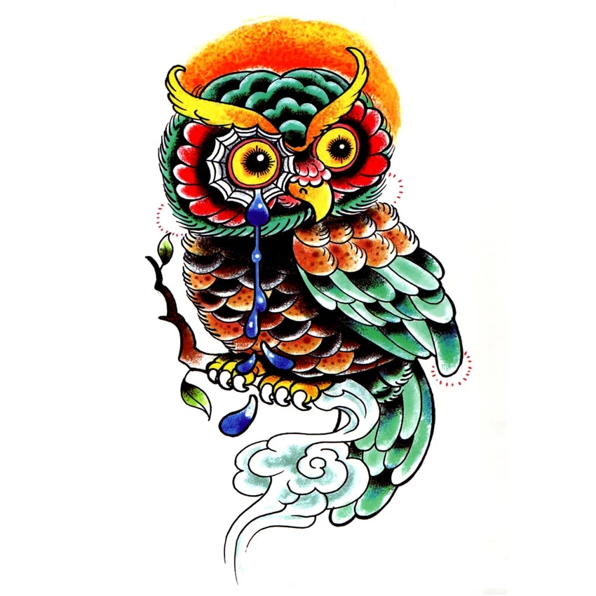 Detail Eulen Tattoo Mit Blumen Nomer 14