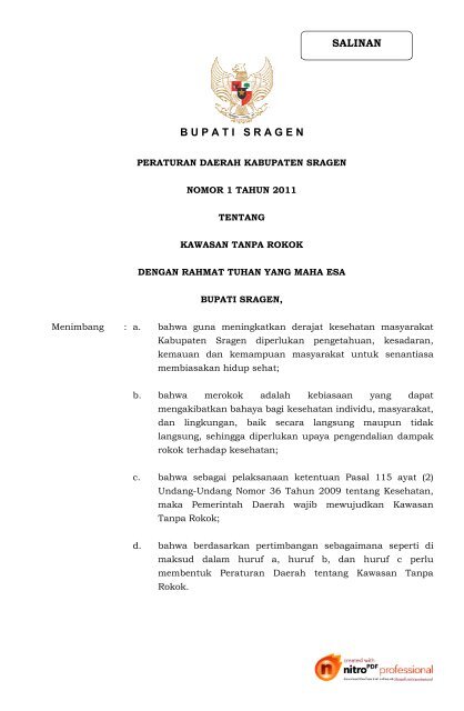 Detail Gambar Perda No 12 Tahun 2009 Tentang Kawasan Tanpa Rokok Nomer 35