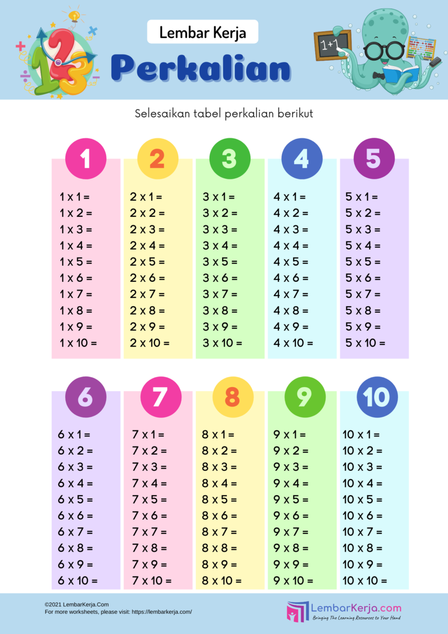 Detail Gambar Perkalian 1 Sampai 10 Nomer 6