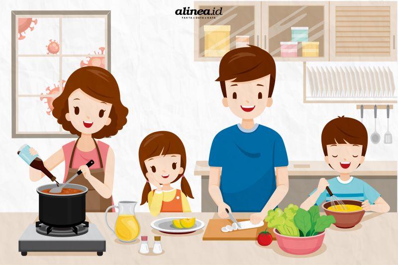 Animasi Memasak Didapur Gambar Kartun Keluarga Lagi Makan - KibrisPDR
