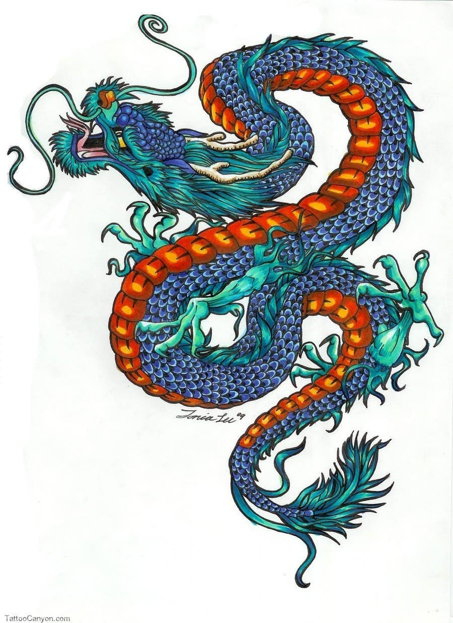 Detail Chinesischer Drache Tattoo Frau Nomer 11