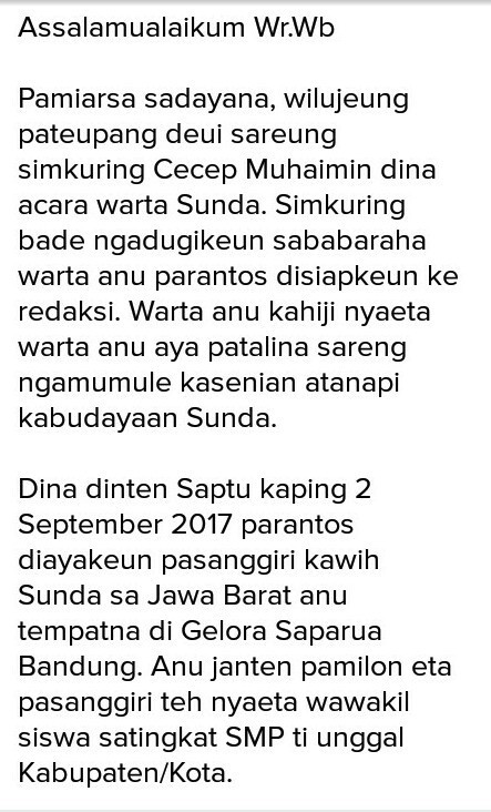 Contoh Warta Sunda - KibrisPDR