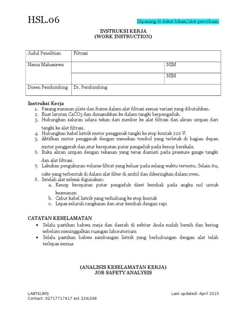 Detail Contoh Work Instruction Nomer 13