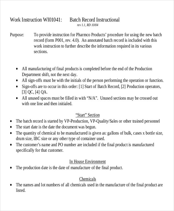 Detail Contoh Work Instruction Nomer 14