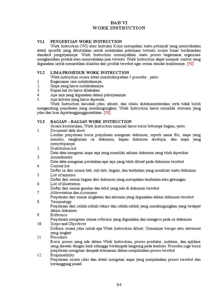 Detail Contoh Work Instruction Nomer 5