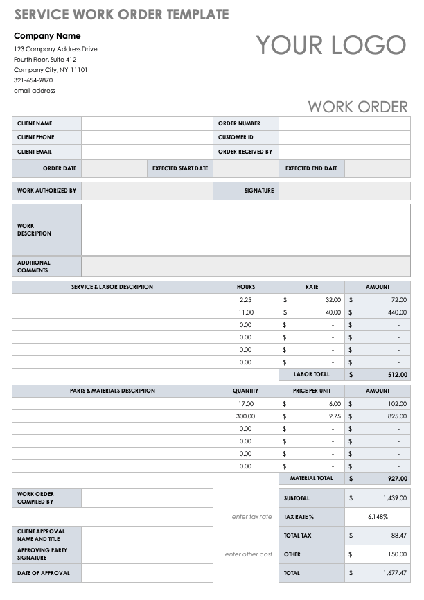 Detail Contoh Work Order Nomer 4