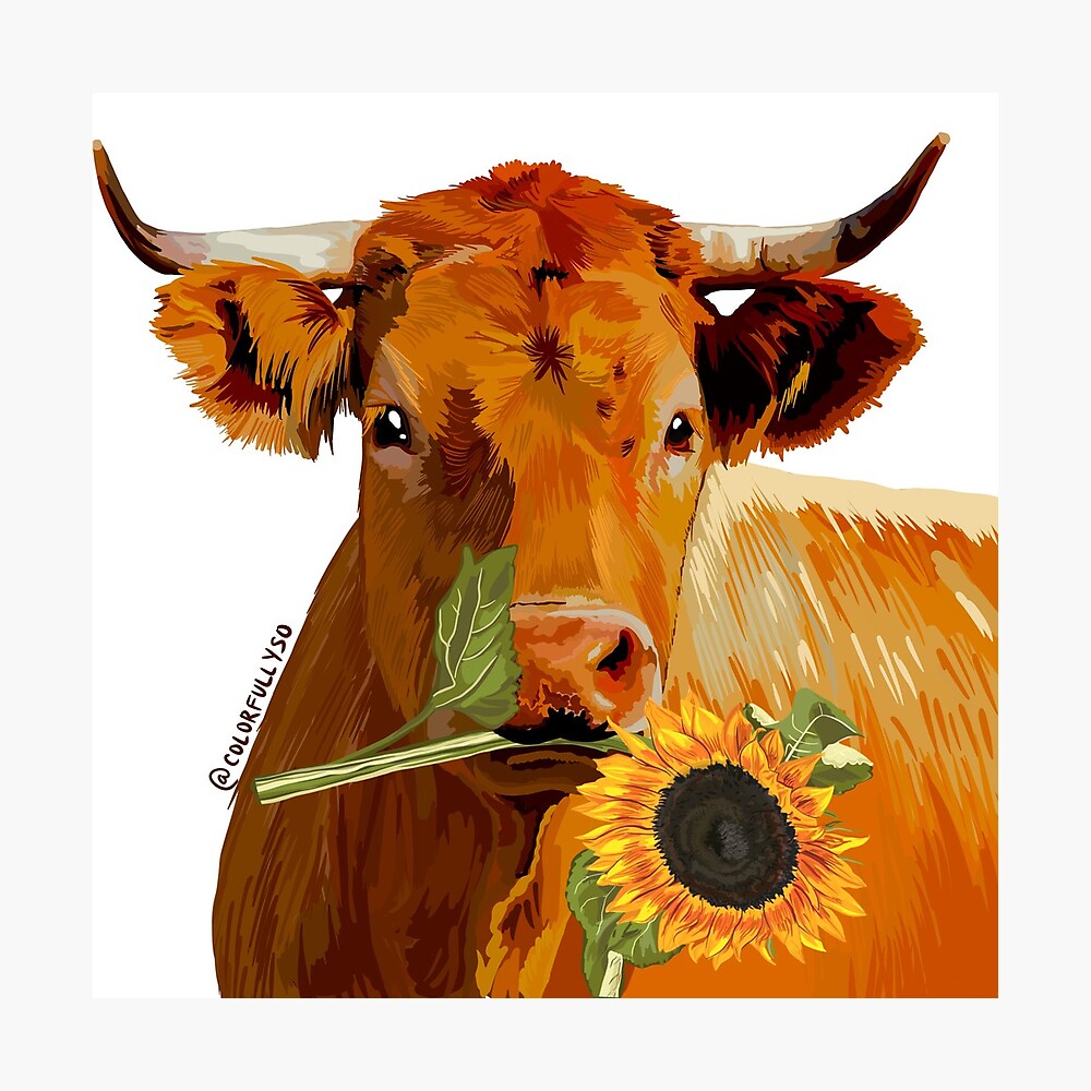 Detail Cow And Sunflower Painting Nomer 36