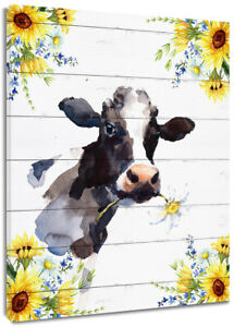 Detail Cow And Sunflower Painting Nomer 37