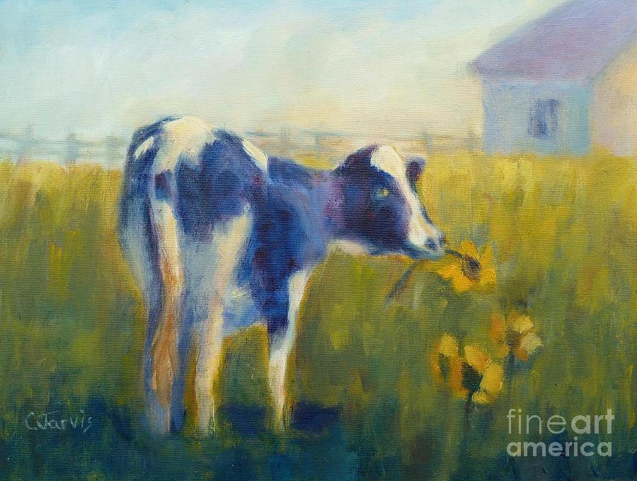 Detail Cow And Sunflower Painting Nomer 39