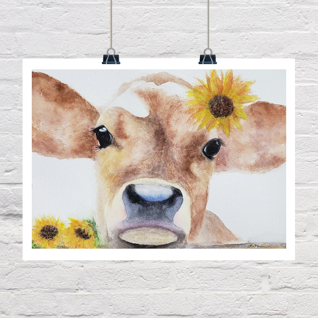 Detail Cow And Sunflower Painting Nomer 44