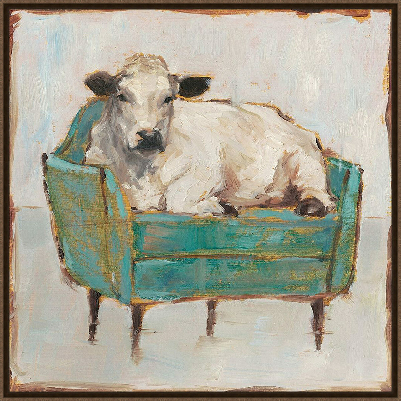 Detail Cow On Sofa Painting Nomer 2