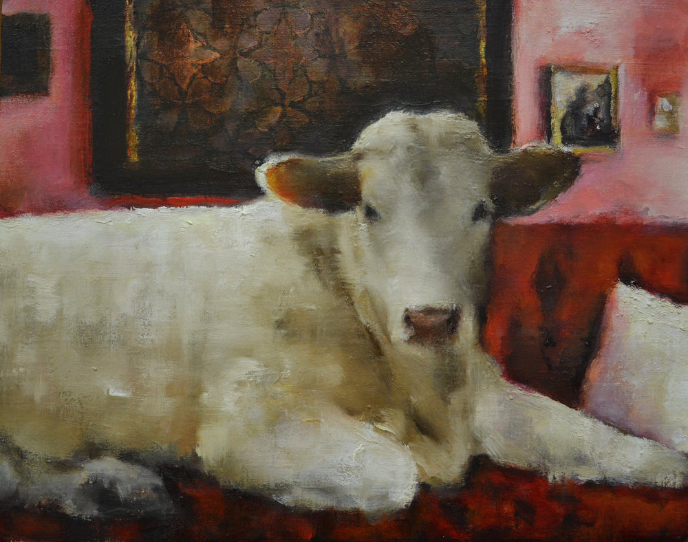 Detail Cow On Sofa Painting Nomer 13