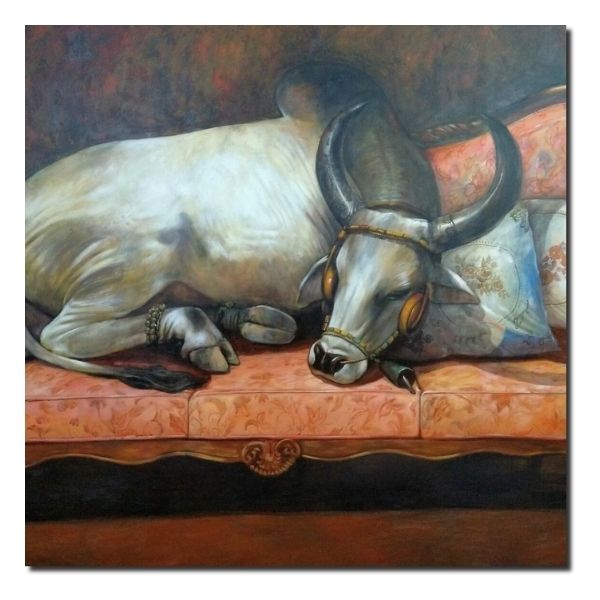 Detail Cow On Sofa Painting Nomer 34