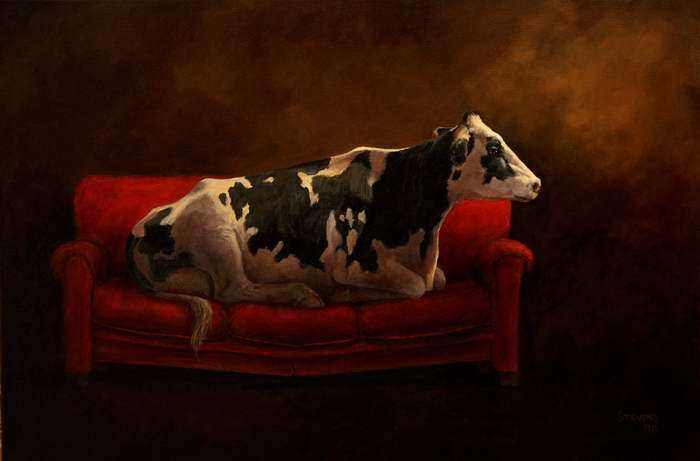 Detail Cow On Sofa Painting Nomer 47