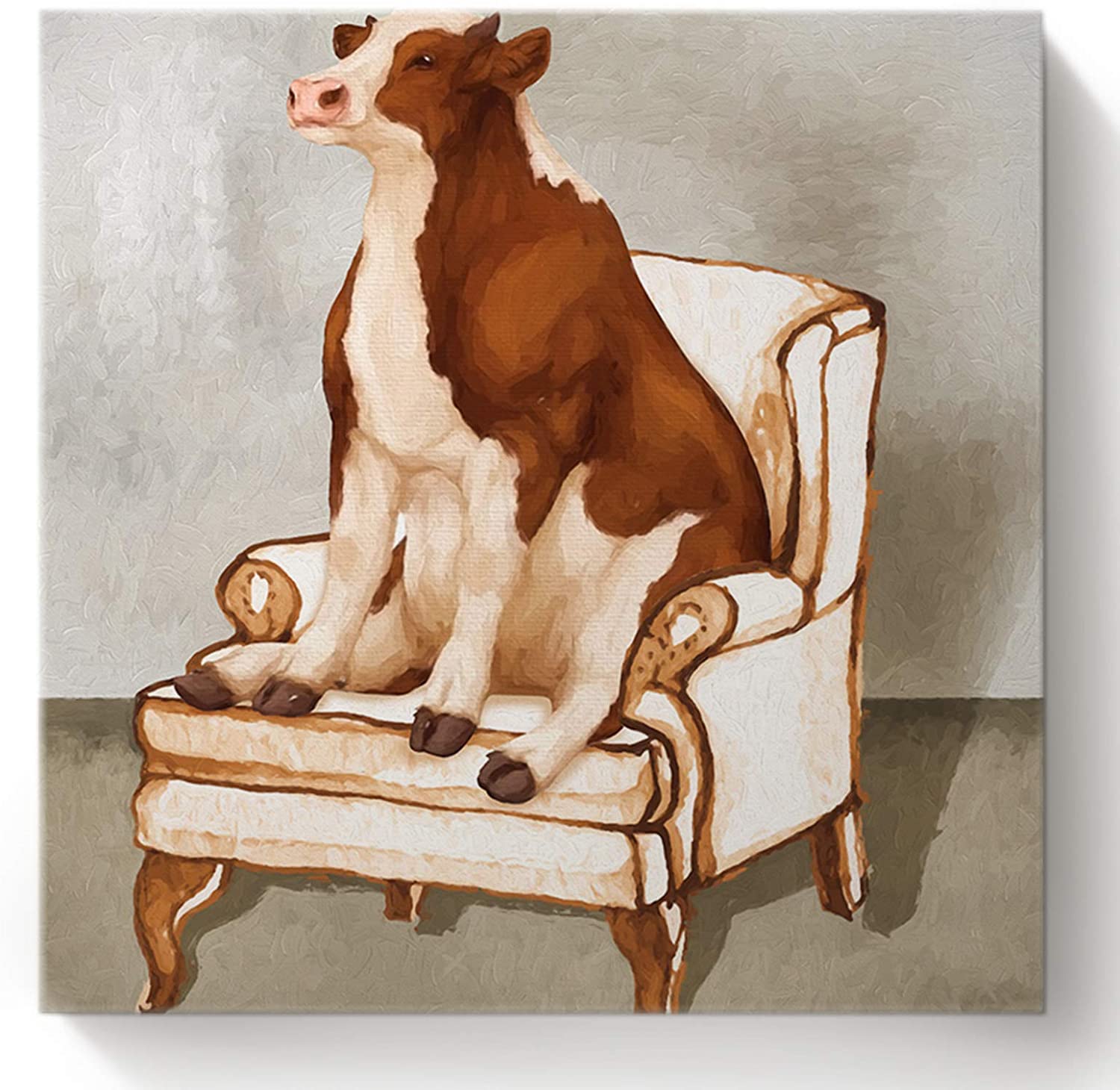 Detail Cow On Sofa Painting Nomer 9