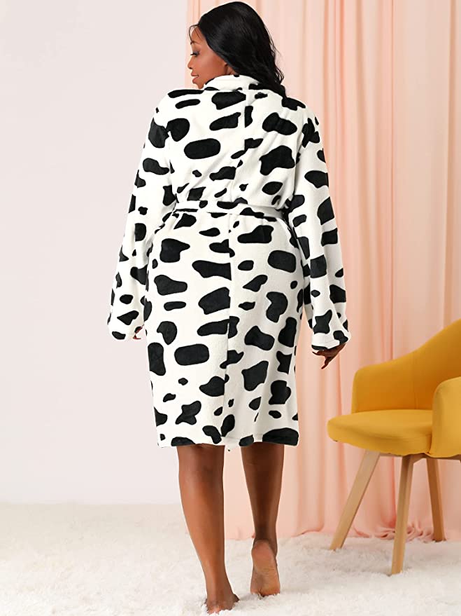 Detail Cow Print Bathrobe Nomer 16