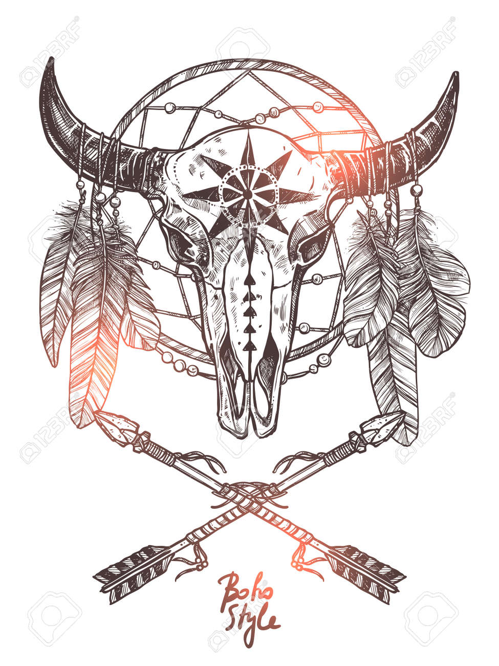 Detail Cow Skull Dream Catcher Nomer 20