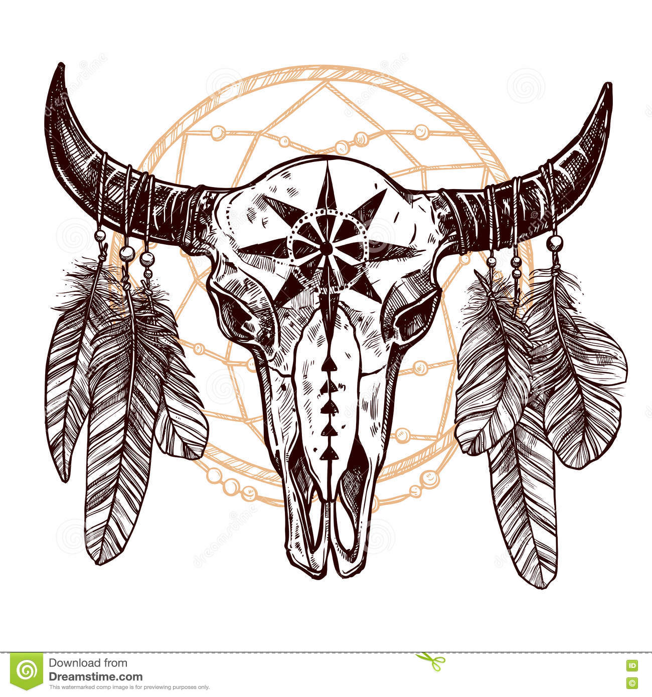 Detail Cow Skull Dream Catcher Nomer 3