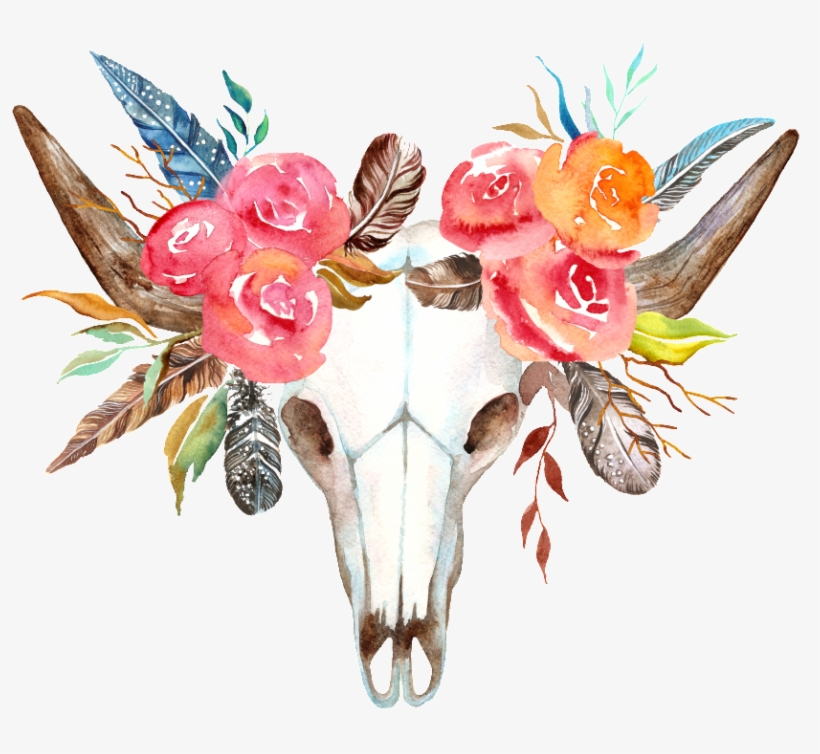 Detail Cow Skull With Flowers Png Nomer 2
