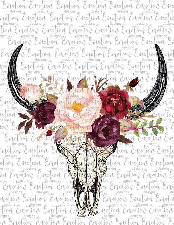 Detail Cow Skull With Flowers Png Nomer 14