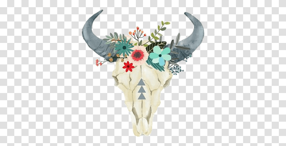 Detail Cow Skull With Flowers Png Nomer 16