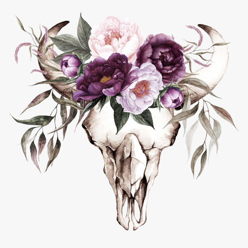 Detail Cow Skull With Flowers Png Nomer 3