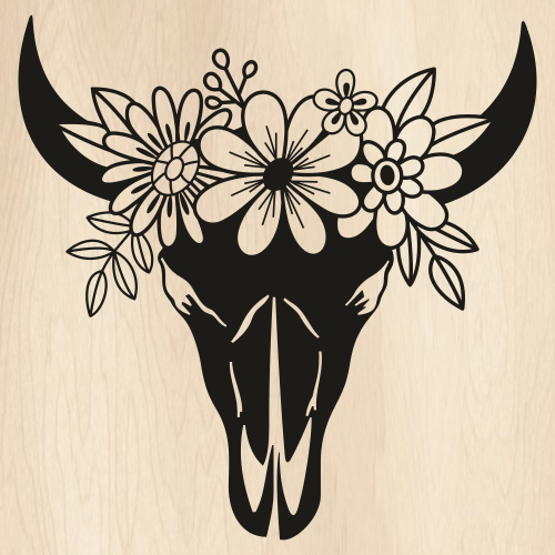 Download Cow Skull With Flowers Png Nomer 21
