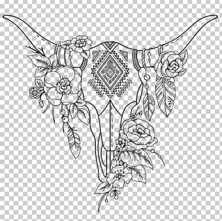 Detail Cow Skull With Flowers Png Nomer 27